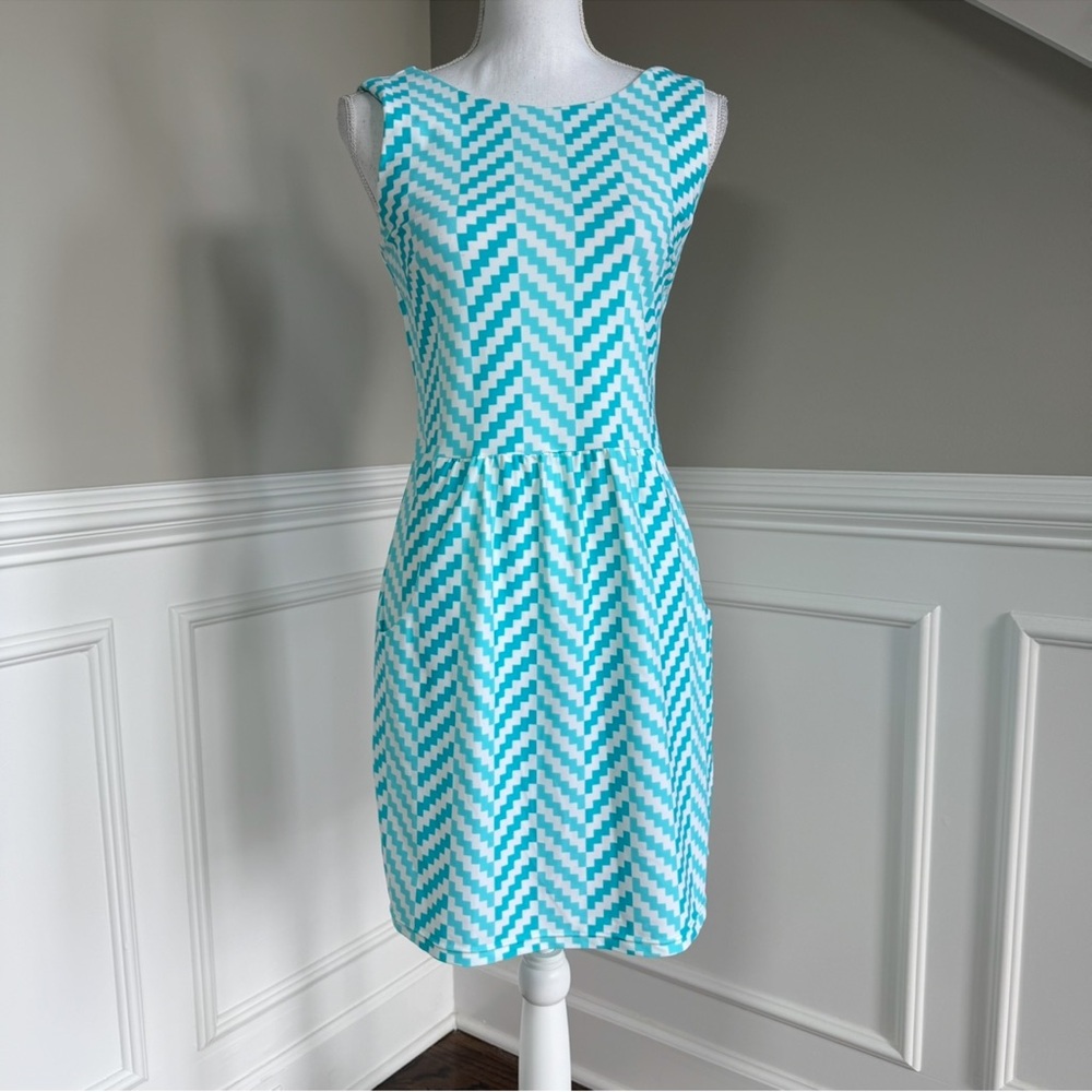 Jude Connally Blue and White Dress With Pockets Size Small